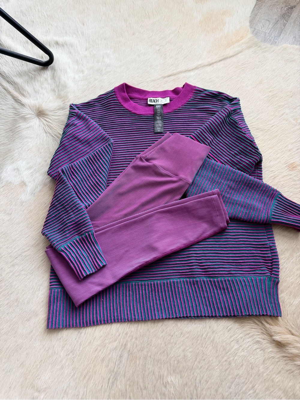 Beach Riot Women’s Purple & Blue Striped Crew Sweater